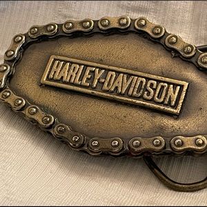 Vintage Harley Davidson Belt Buckle 1976 Brass Chain